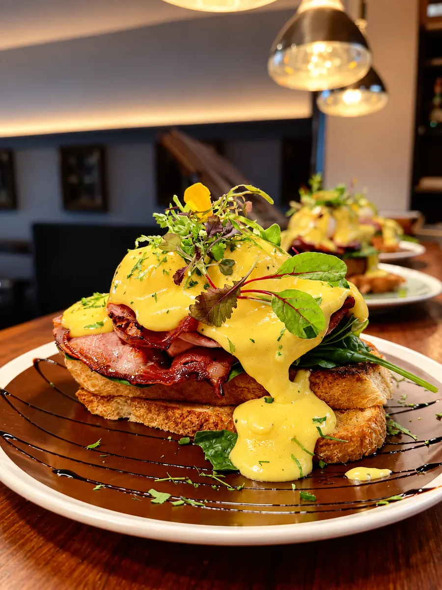 Eggs Benedict served at Zone Cafe